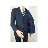 Men Suit BERLUSCONI Turkey 100% Italian Wool Super 180's 3pc Vested #Ber20 Navy