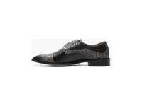 Stacy Adams Tedesco Cap Toe Oxford Lizard Leather Shoes Black/Gray 25630-975