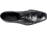 Men Belvedere Black Shoes Onesto 2 Genuine Ostrich Crocodile Leather Lace 1419