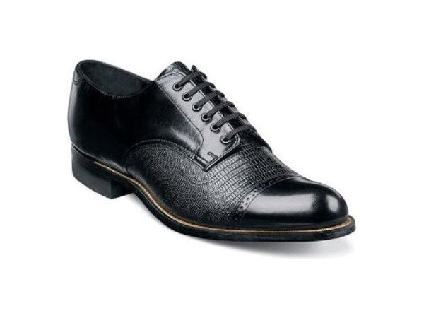 Stacy Adams Mens Shoes Biscuit Leather Oxford Black Lizard Madison 00049-01