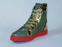 Mens High Top Shoes FIESSO by AURELIO GARCIA Chain Medusa Celebrity 2421 Green