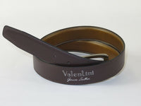 Men VALENTINI Stitched Leather Belt Classic Pin Buckle Business Dress V711 olive