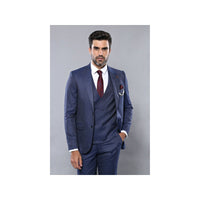 Men 3pc European Vested Suit WESSI by J.VALINTIN Extra Slim Fit JV20 Navy blue