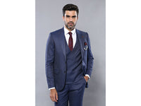 Men 3pc European Vested Suit WESSI by J.VALINTIN Extra Slim Fit JV20 Navy blue