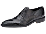 Men's Belvedere Nino Shoes Black Ostrich Eel leg Genuine Leather Lace Up 0B4