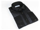 Mens CEREMONIA Tuxedo shiny Shirt 100% Cotton Turkey Slim Fit #stn 15 pla black