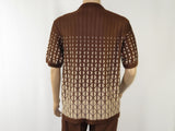 Men Silversilk 2pc walking leisure suit Italian woven knits 3115 Brown Beige