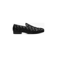 Stacy Adams Savoir Plain Toe Satin Slip On X-cross Texture Shoes Black 25611-001