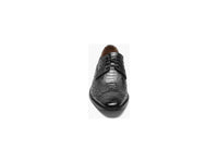 Men's Stacy Adams Fanelli Modified Wingtip Oxford  Shoes Ostrich Black 25536-001