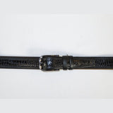 Men Genuine Leather Belt PIERO ROSSI Turkey Crocodile print Stitched 3071 Black