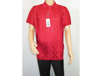 Mens Polo Shirt Slinky Sheer Short Sleeves Soft Touch by Stacy Adams 57007 Red