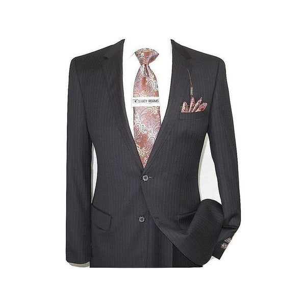 Mens Wool Cashmere Black Stripe Business Suit Giorgio Cosani Two Button 910