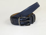 Men Genuine Leather Belt PIERO ROSSI Turkey Soft Full Grain Stitched #137 Navy