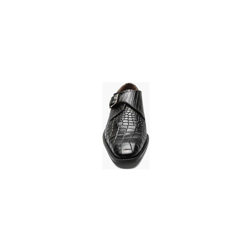 Stacy Adams Rapino Plain Toe Monk Strap Shoes Animal Print Black 25637-001