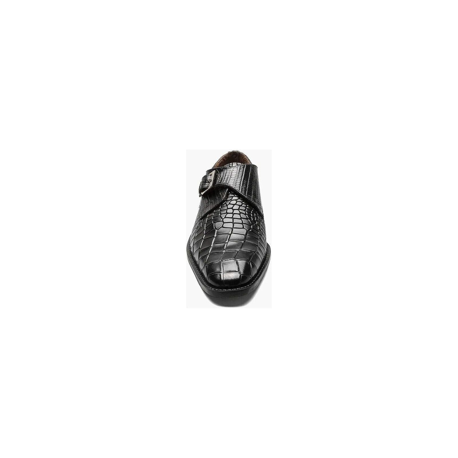 Stacy Adams Rapino Plain Toe Monk Strap Shoes Animal Print Black 25637-001