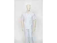 Men 2pc Walking Leisure Suit Short Sleeves By DREAMS 256 Solid White New