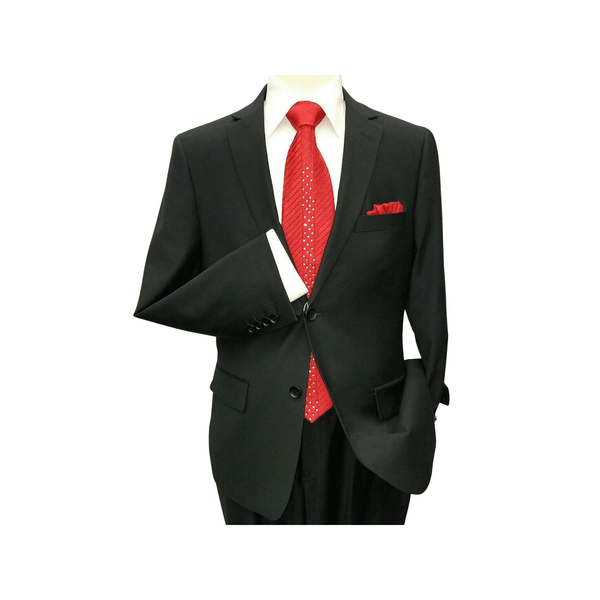 Mens suit Mantoni 100% Wool Two Button Side Vents formal or Business 40901 black