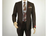 Men RENOIR suit Solid Two Button Business Formal Year Round Slim Fit 201-5 Brown