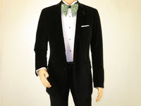 Men ADOLFO Velvet Blazer Dinner Formal Jacket Black Tie Stage Award Show C40895