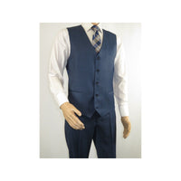 Men Suit BERLUSCONI Turkey 100% Italian Wool Super 180's Vested #Ber1 Navy Blue