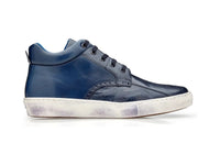 Belvedere Sneaker Omar Navy Blue Genuine Ostrich leg and Italian Calf Y27