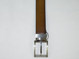 Mens VALENTINI Textured Leather Belt Pin Buckle Reversible sw68 Tan greenish