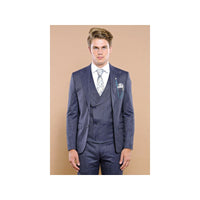 Men 3pc European Vested Suit WESSI by J.VALINTIN Extra Slim Fit JV17 Navy Blue