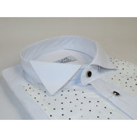 Men CEREMONIA Tuxedo Shirt Rhinestone Cotton Turkey #Milano 13 White Wing Tip