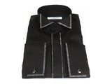 Men CEREMONIA Tuxedo Shirt Rhinestone 100% Cotton Turkey #stn 15 Black Wing tip