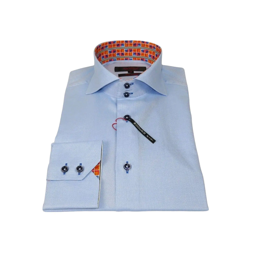 Men Dress Shirts AXXESS Turkey 100% Soft Egyptian Cotton High Collar 223-01 Blue