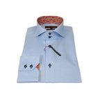 Men Dress Shirts AXXESS Turkey 100% Soft Egyptian Cotton High Collar 223-01 Blue