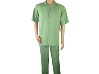 Men MONTIQUE 2pc Walking Leisure Suit Matching Set Short Sleeves 696 Apple Green