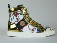 Mens High Top Shoes FIESSO by AURELIO GARCIA Chain Medusa Celebrity 2421 White