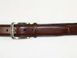 Men VALENTINI Leather Belt Stitch down Classic Pin Buckle V711 Brown New