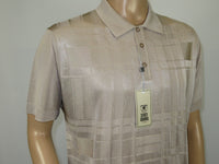 Mens Polo Shirt Slinky Sheer Short Sleeves Soft Touch Stacy Adams 57006 Taupe