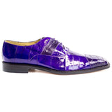 Men Belvedere Mare Genuine Ostrich Eel Leather Lace up Purple Shoes Lace Up 2P7