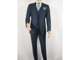 Men Suit BERLUSCONI Turkey 100% Italian Wool Super 180's 3pc Vested #Ber18 Blue