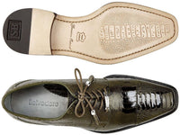 Belvedere Mens Shoes Batta Olive Genuine Ostrich Lace Up 14006