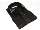 Men CEREMONIA Tuxedo Shirt Rhinestone 100% Cotton Turkey #stn 115 Black Wing tip