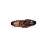Stacy Adams Rapino Plain Toe Monk Strap Shoes Animal Print Cognac 25637-221