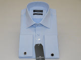 Men's Franco Gilberto Dress Shirt Cotton Blend French Cuffs Turkey 5482-418 Blue
