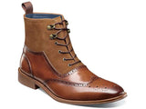 Mens Stacy Adams Malone Wingtip Lace Up Boot Leather Suede  Cognac 25541-221