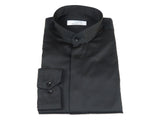 Mens CEREMONIA Pastor Shirt 100% Cotton Turkey Banded Collar #stn 15 hyk black