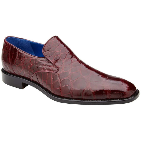 Men's Belvedere Genuine Alligator Slip-on Dress Shoes Genova Dark Burgundy R53