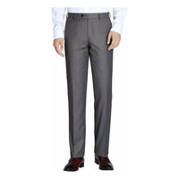 Men Renoir Flat Front Pants 100% Wool Super 140's Classic Fit 508-3 Mid gray