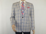 Men Sport Coat by Berlusconi Turkey Italian Wool Super 180's #671-13 Gray Blue