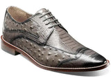 Men's Stacy Adams Fanelli Modified Wingtip Oxford  Shoes Ostrich Gray 25536-020