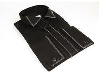 Men CEREMONIA Tuxedo Shirt Rhinestone 100% Cotton Turkey #stn 15 Black Wing tip