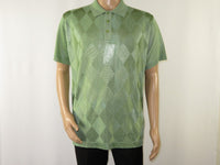 Mens Polo Shirt Slinky Sheer Short Sleeves Soft Touch by Stacy Adams 3703 green