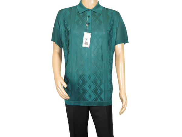 Mens Polo Shirt Slinky Sheer Short Sleeves Soft Touch Stacy Adams 57007 Emerald